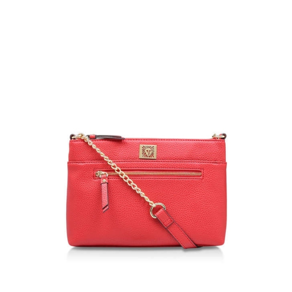 ANNE KLEIN "Vanity Top Crossbody" Style Red Faux Leather Shoulder Purse Bag